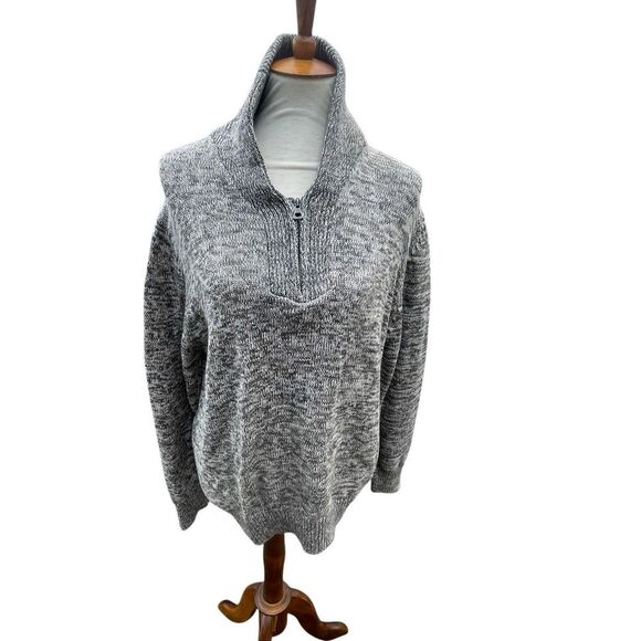 Weatherproof Vintage Chunky Knit Shawl Collar Pullover Sweater Gray Marled Men’s - Picture 7 of 13